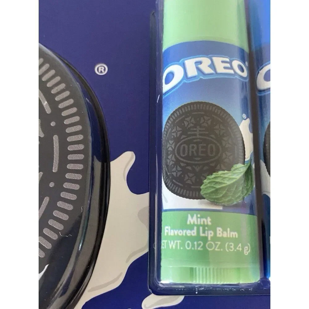 Oreo Flavored Set Of 3 Lip Balms W/Key Chain Lip Balm Holder‎ Mint Birthday Cake